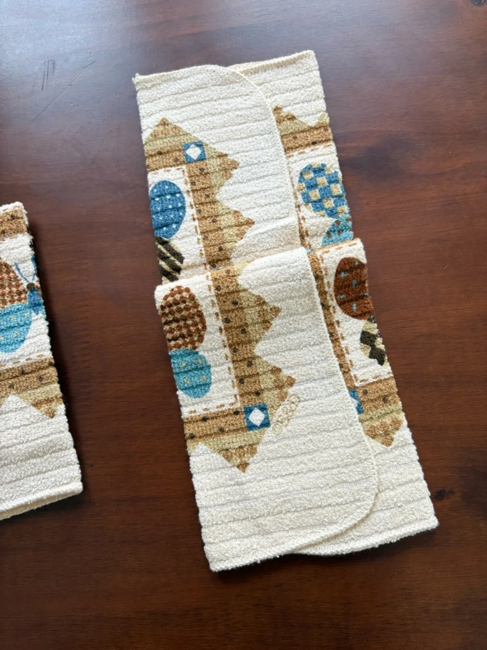 Vintage 70s washcloth terry dish cloths lot of 2 butterfly cottagecore print